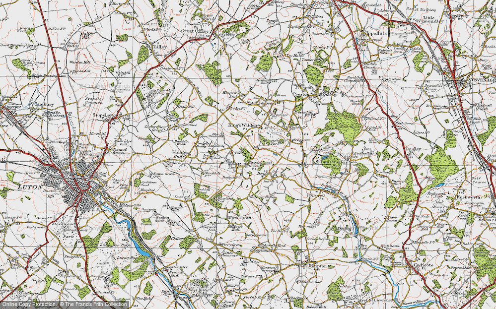 Old Map of Breachwood Green, 1920 in 1920