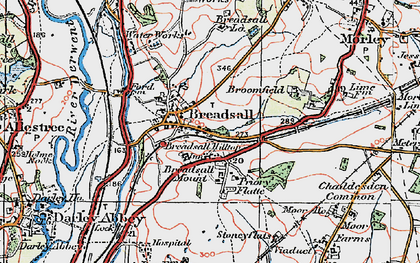 Old map of Breadsall in 1921
