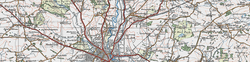 Old map of Breadsall Hilltop in 1921