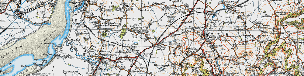 Old map of Breadstone in 1919