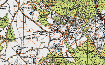 Old map of Bream Cross in 1919