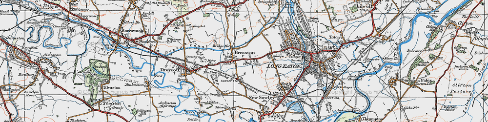 Old map of Breaston in 1921