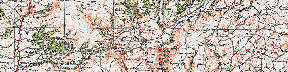 Old map of Brechfa in 1923