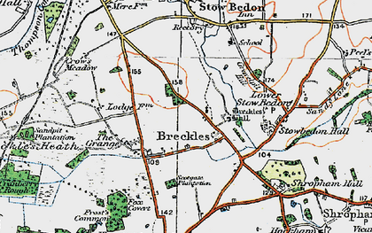 Old map of Breckles Heath in 1921