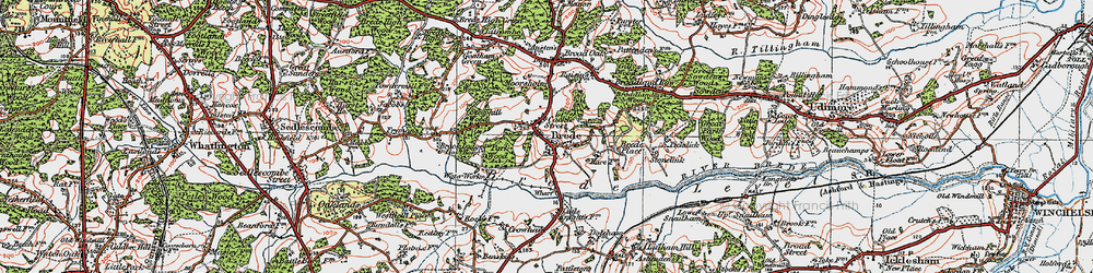 Old map of Brede in 1921