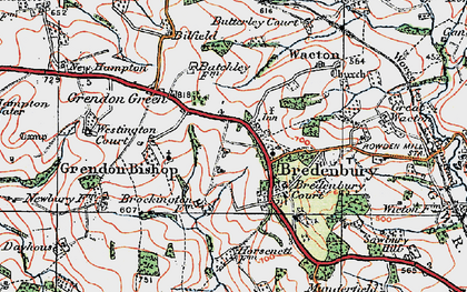 Old map of Bredenbury in 1920