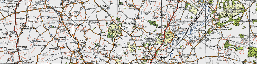 Old map of Bredfield in 1921
