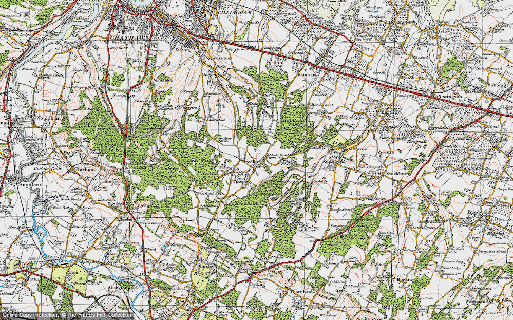 Old Map of Bredhurst, 1921 in 1921