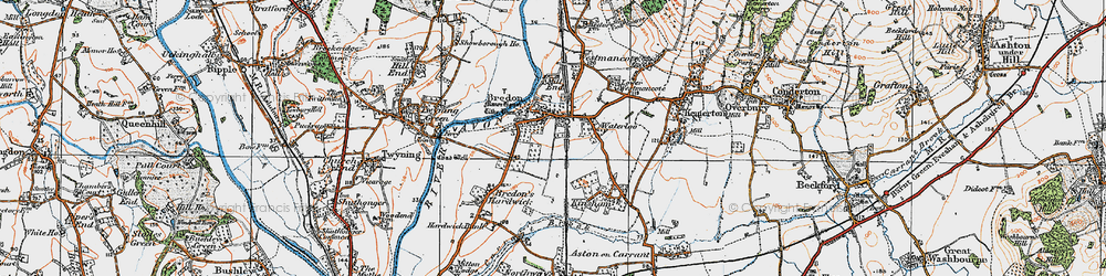 Old map of Bredon in 1919