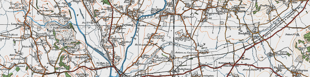 Old map of Bredon's Hardwick in 1919