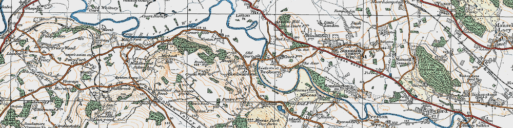 Old map of Bredwardine in 1920