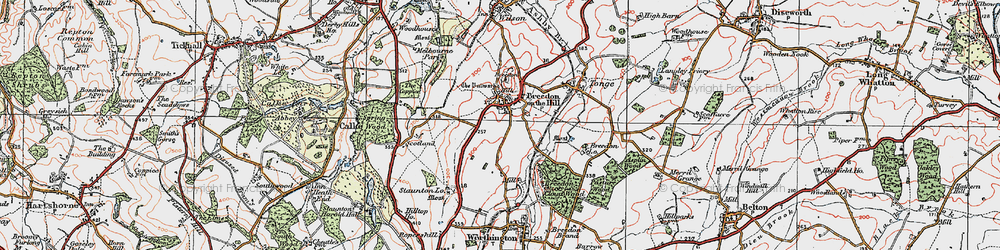 Old map of Breedon Hill in 1921