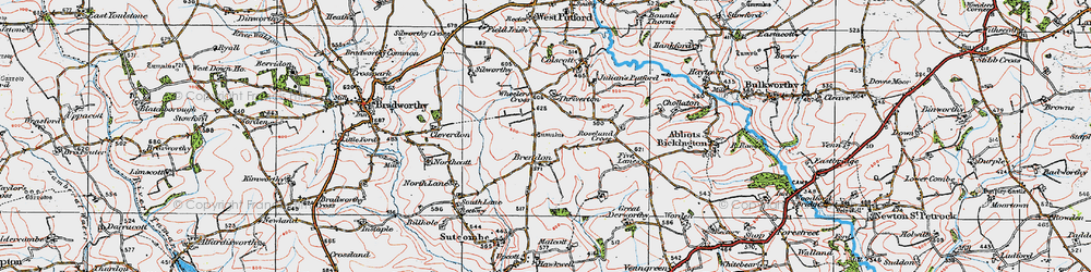 Old map of Wheelers Cross in 1919