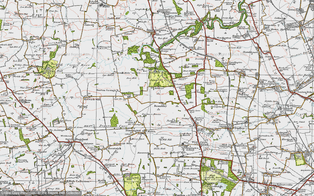 Old Map of Brenkley, 1925 in 1925