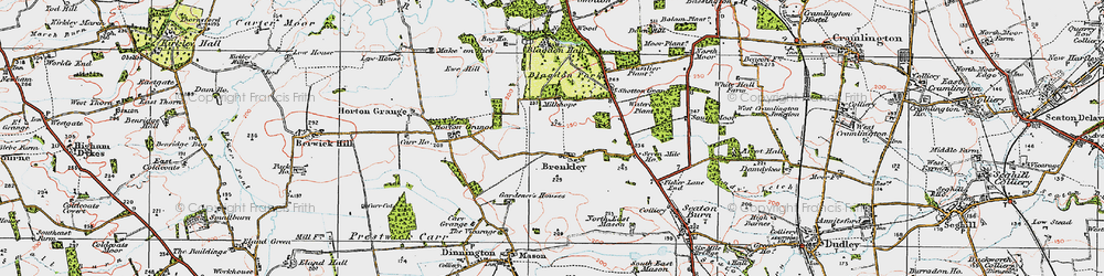 Old map of Brenkley in 1925