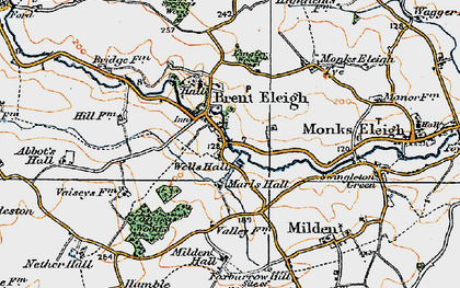 Old map of Brent Eleigh in 1921