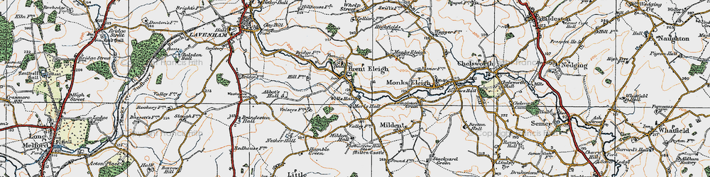 Old map of Brent Eleigh in 1921