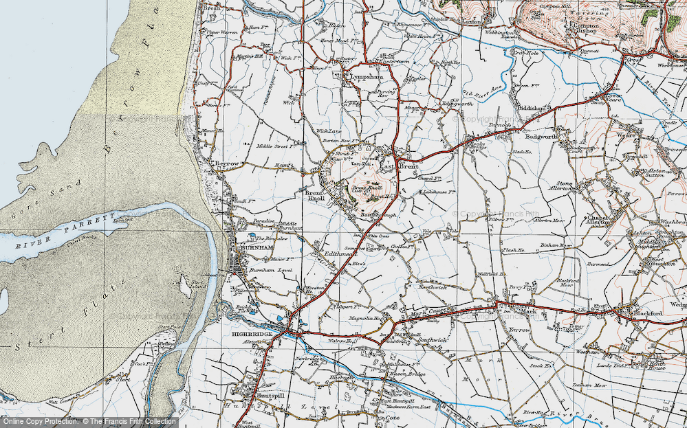 Old Map of Brent Knoll, 1919 in 1919