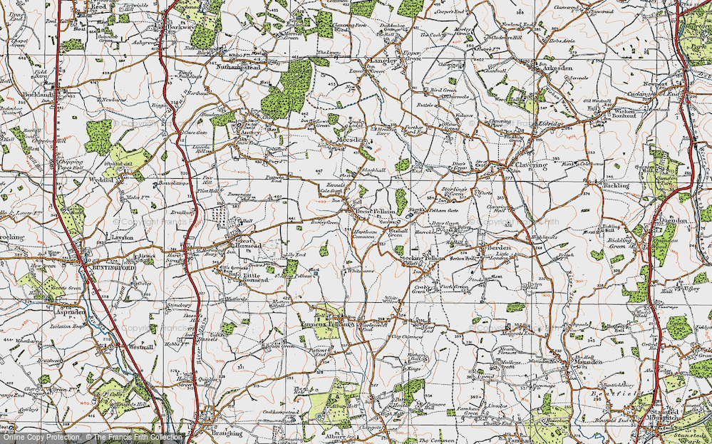 Old Map of Historic Map covering Borley Green in 1919
