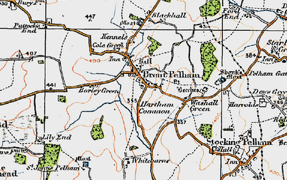 Old map of Brent Pelham in 1919