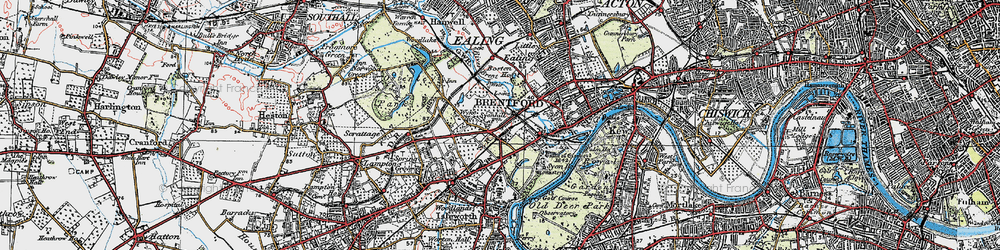 Old map of Brentford End in 1920