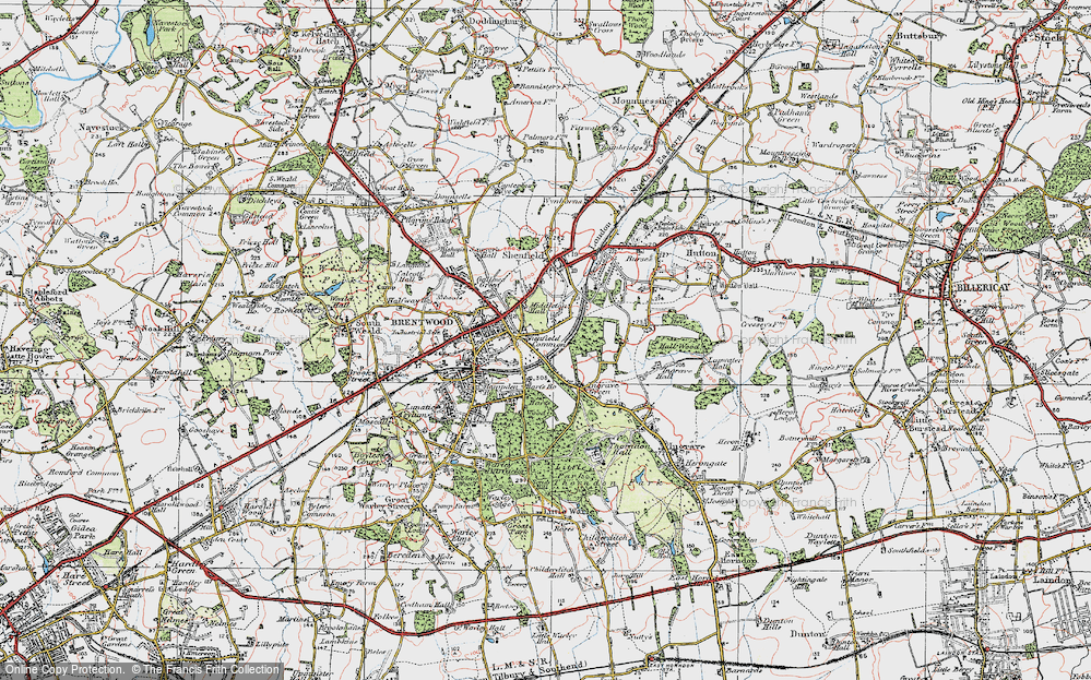 Old Map of Brentwood, 1920 in 1920