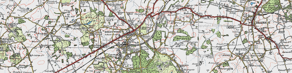 Old map of Brentwood in 1920