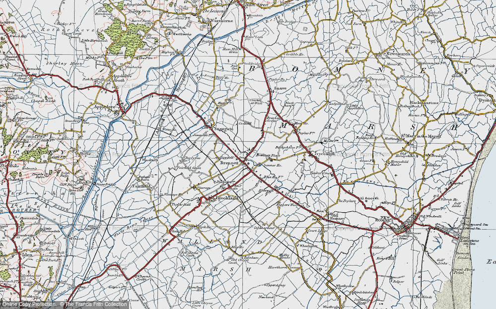 Old Map of Brenzett, 1921 in 1921