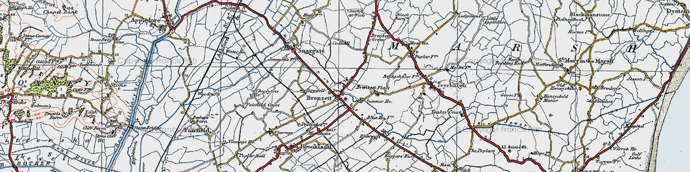Old map of Brenzett in 1921