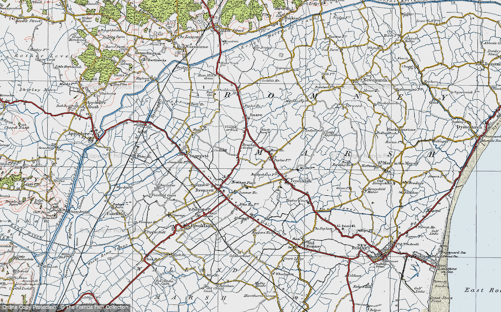 Old Map of Brenzett Green, 1921 in 1921