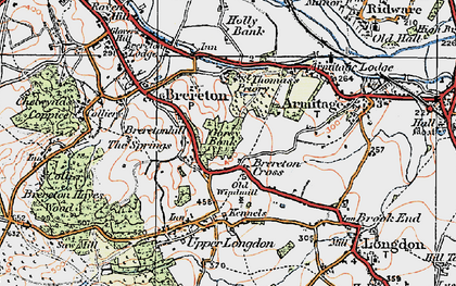 Old map of Brereton Cross in 1921