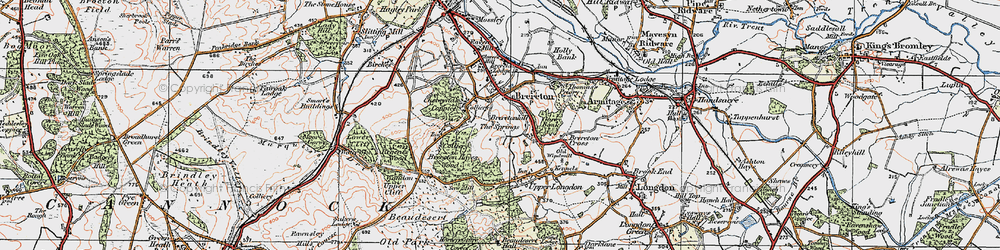 Old map of Breretonhill in 1921