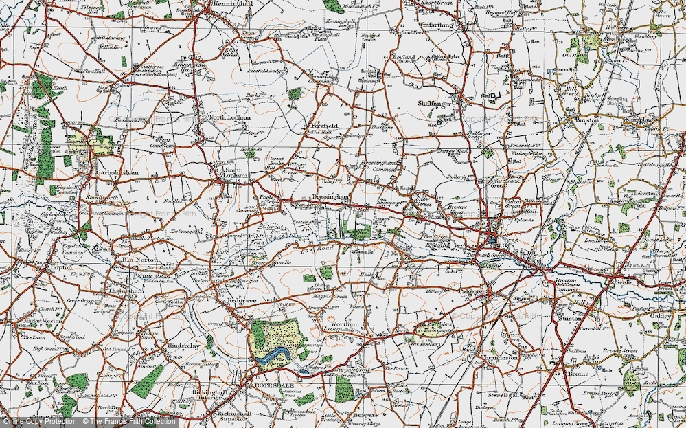 Old Map of Bressingham, 1920 in 1920