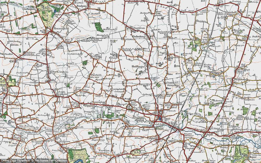 Old Map of Bressingham Common, 1920 in 1920