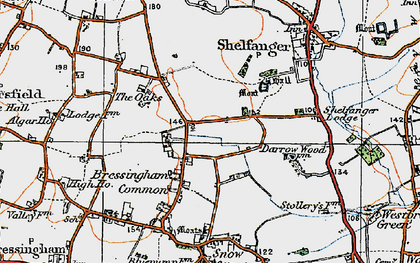 Old map of Bressingham Common in 1920