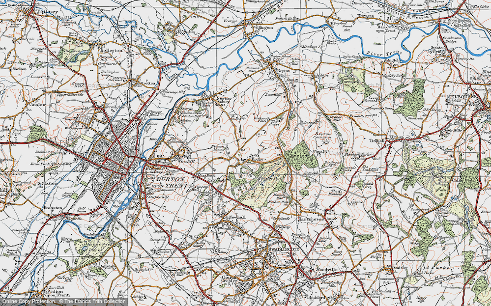 Old Map of Historic Map covering Broken Flatts in 1921