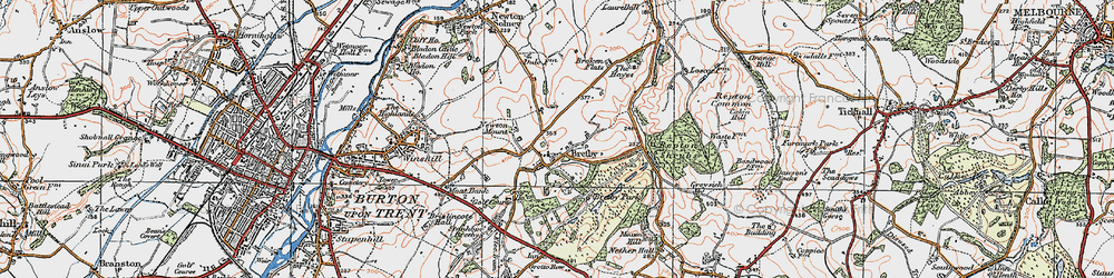 Old map of Bretby in 1921