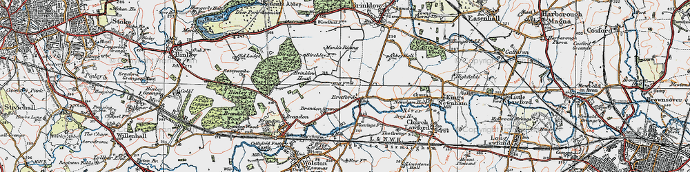 Old map of Brinklow Heath in 1920