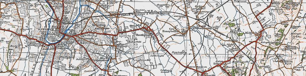 Old map of Badsey Field in 1919