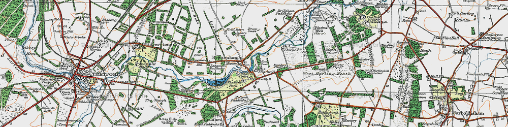 Old map of Brettenham in 1920