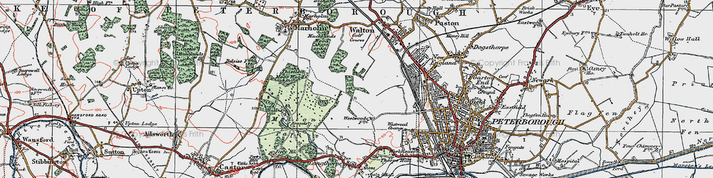Old map of Bretton in 1922