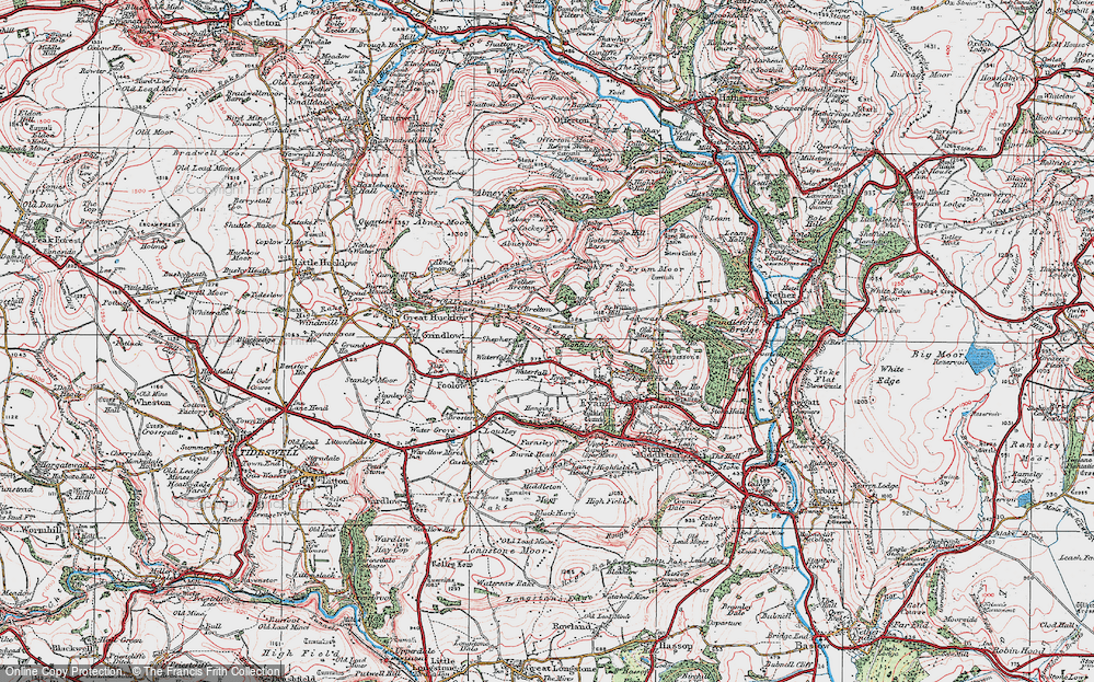 Old Map of Historic Map covering Bretton Clough in 1923