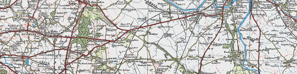 Old map of Bretton in 1924