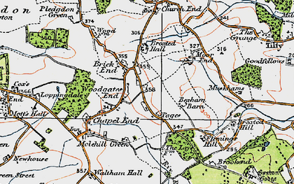 Old map of Brick End in 1919