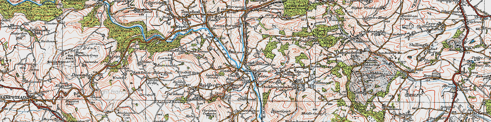 Old map of Bridfordmills in 1919