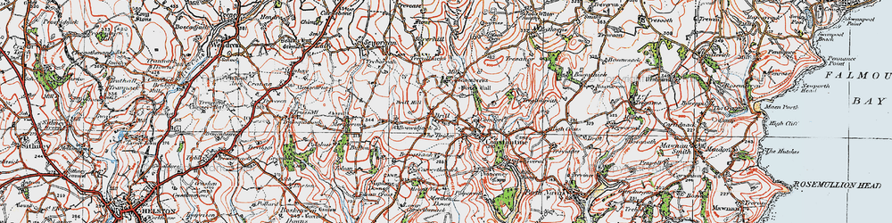 Old map of Boswidjack in 1919