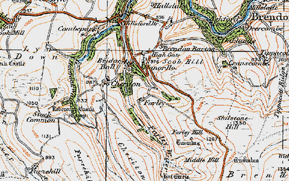 Old map of Brendon Barton in 1919