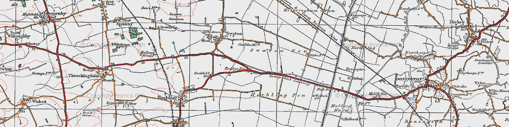 Old map of Helpringham Fen in 1922