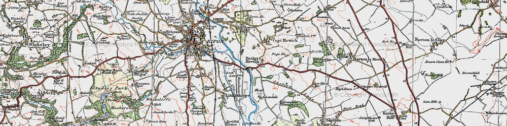 Old map of Bridge Hewick in 1925