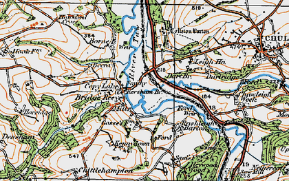 Old map of Bourne in 1919